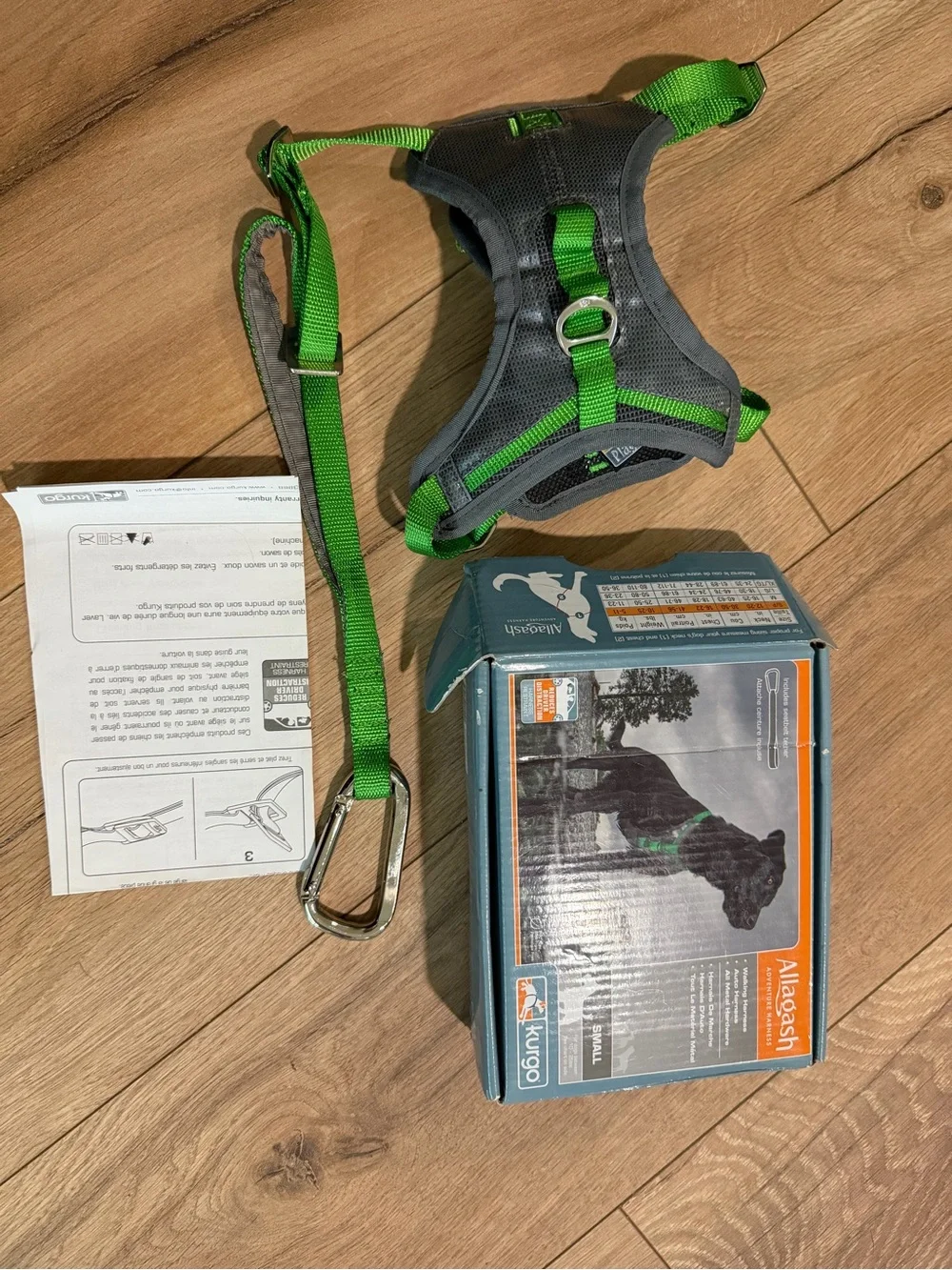 Gray and Green Dog Harness with Leash - Adjustable Comfort Vest SMAll NWT